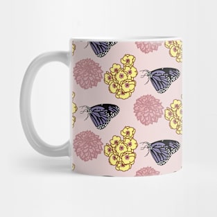 Pink Butterfly and Floral Pattern by Courtney Graben Mug